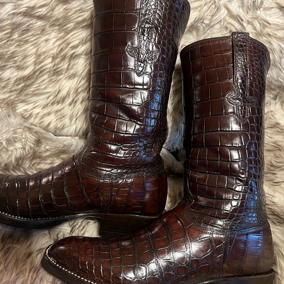 Lucchese Mahogany Full Caiman Gator western cowboy Boots - Picture 10 of 16
